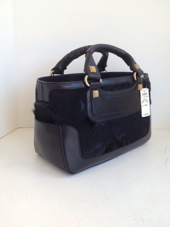 Celine Black Leather and Pony Hair Boogie Bag In New Condition In San Francisco, CA