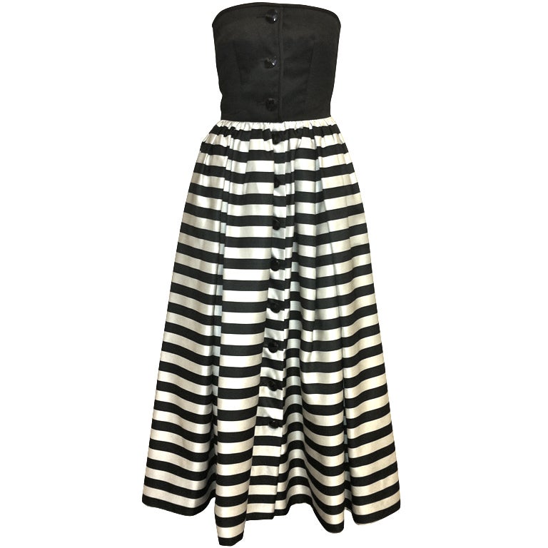 Valentino Black and White Striped Gown