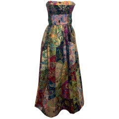 Oscar de la Renta Patchwork Paisley Gown