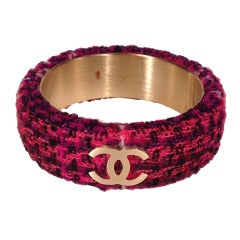 Chanel Pink and Purple Tweed Bracelet