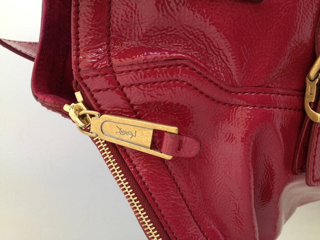 YSL Raspberry Patent Downtown Bag at 1stdibs  