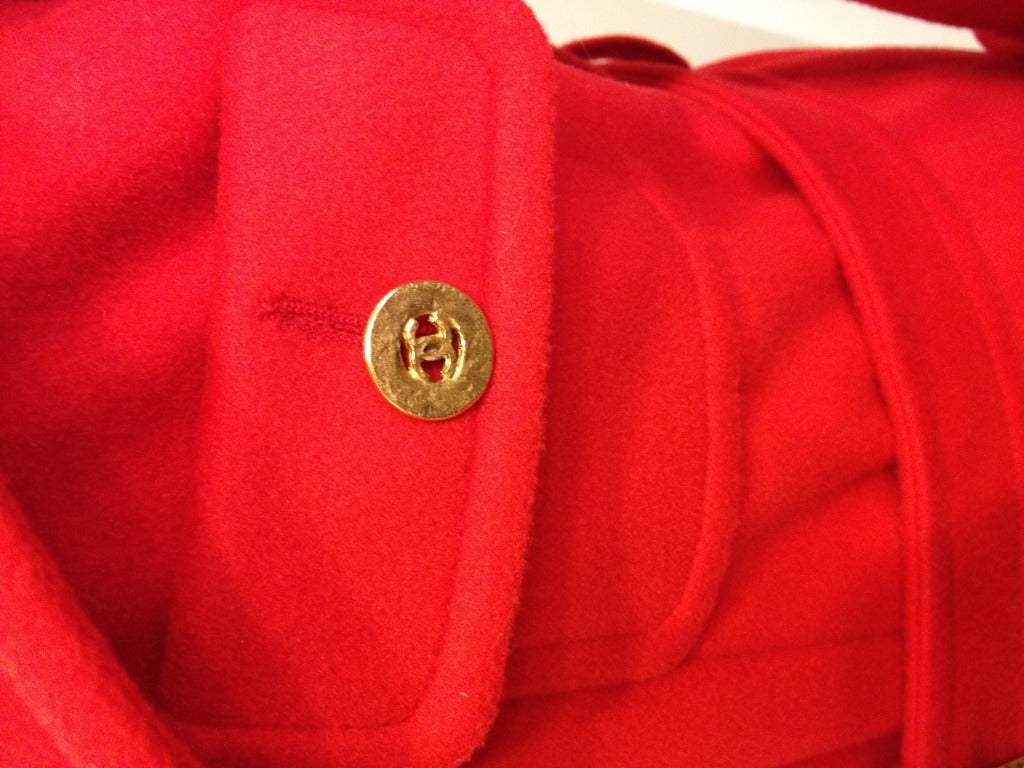 Chanel Red Coat In Excellent Condition In San Francisco, CA