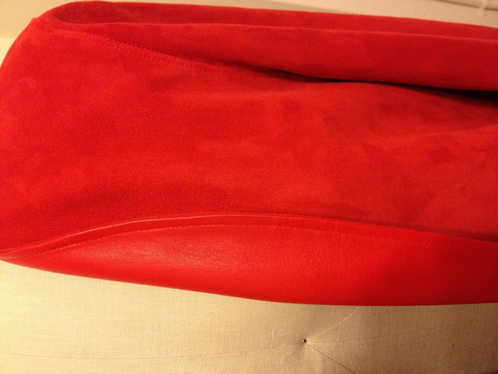 Hermes Red-Orange Suede Coat In New Condition In San Francisco, CA