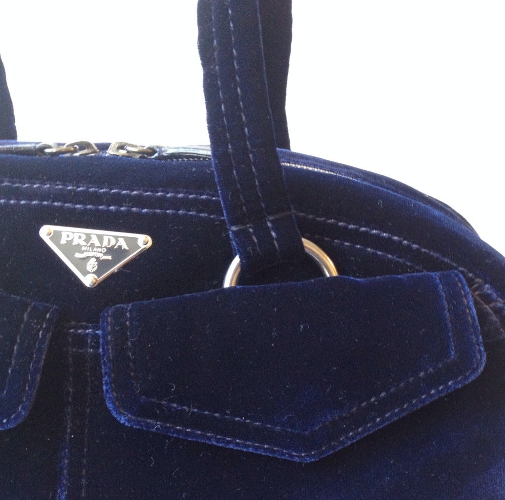 Prada Midnight Blue Velvet Purse at 1stdibs