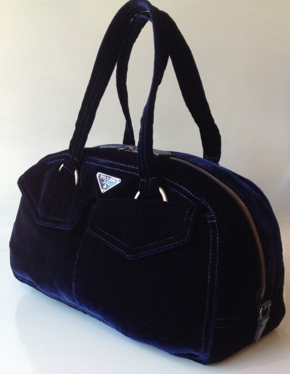 Prada Midnight Blue Velvet Purse at 1stdibs  