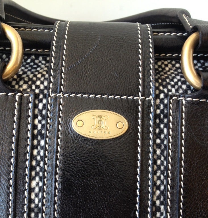 Celine Tweed and Leather Handbag For Sale at 1stdibs  