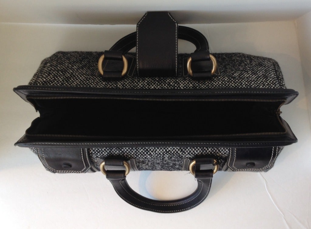Celine Tweed and Leather Handbag For Sale at 1stdibs  