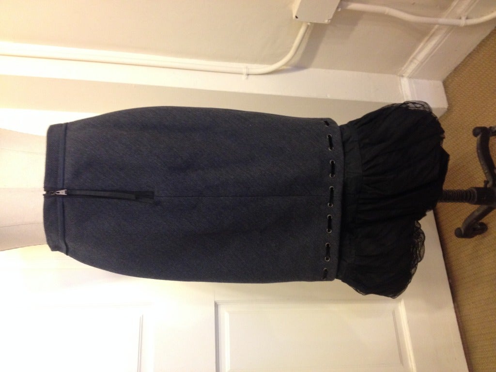 Louis Vuitton Slate Pencil Skirt with Petticoat 2