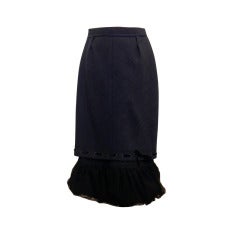 Louis Vuitton Slate Pencil Skirt with Petticoat