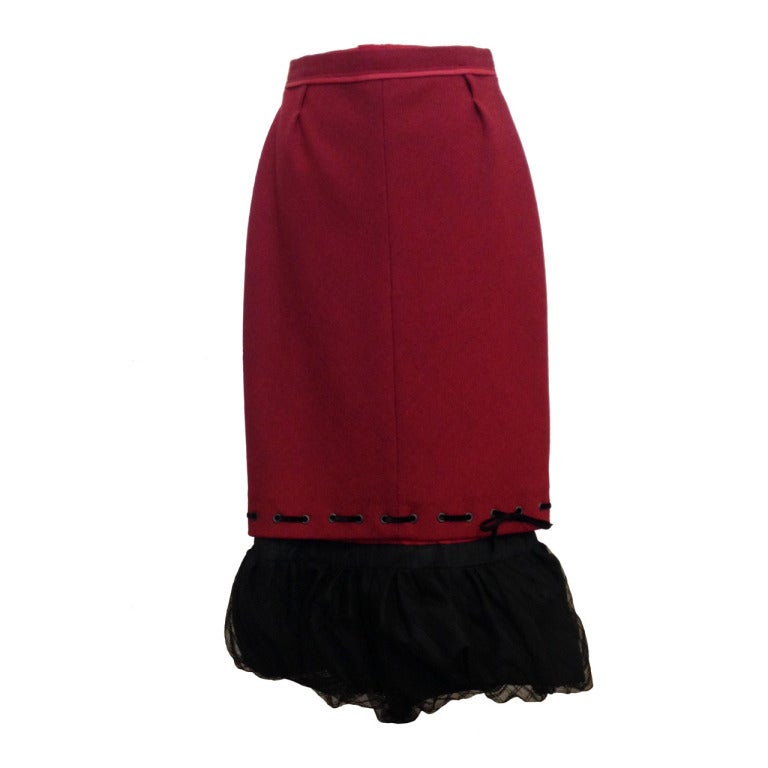 Louis Vuitton Red Pencil Skirt with Petticoat at 1stdibs