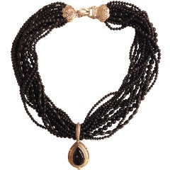Stephen Dweck Multi-Strand Onyx Necklace with Pendant
