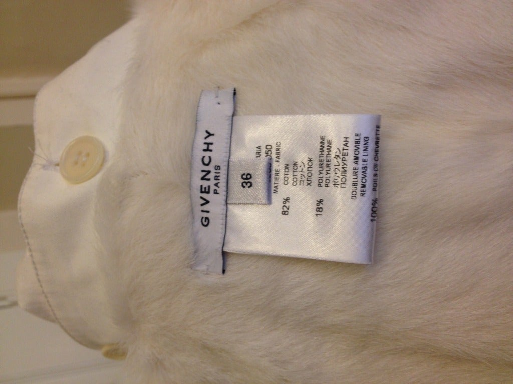 Givenchy White Jacket with Removable Hood and Roe Deer Hair Lining 4