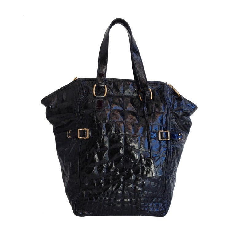Yves Saint Laurent Black Patent "Downtown" Bag For Sale