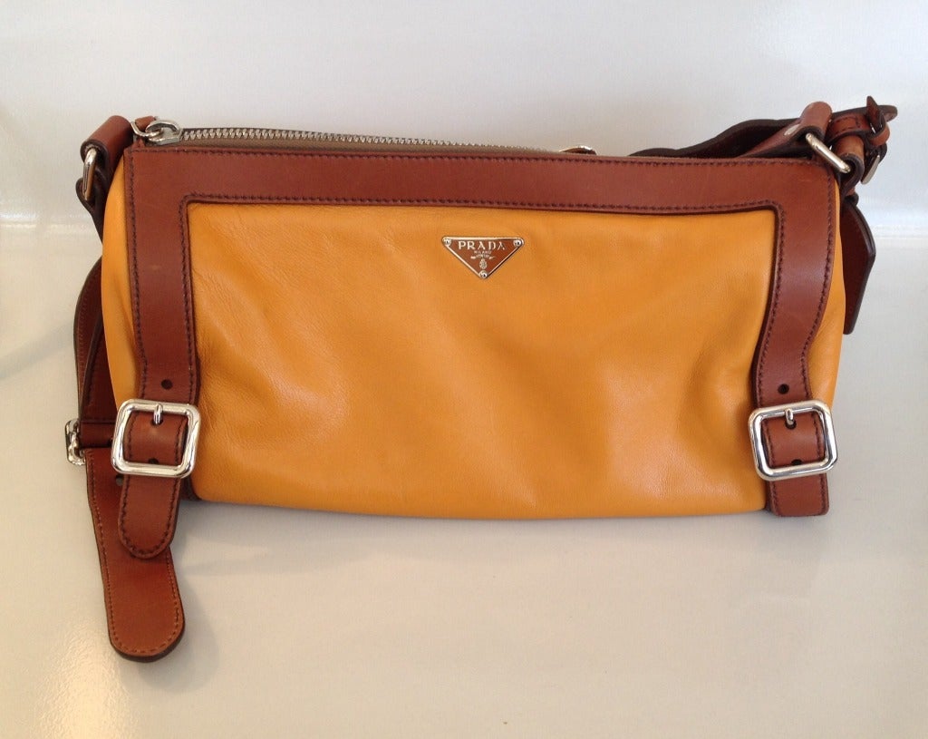 Prada Yellow and Brown Leather Bag at 1stdibs  