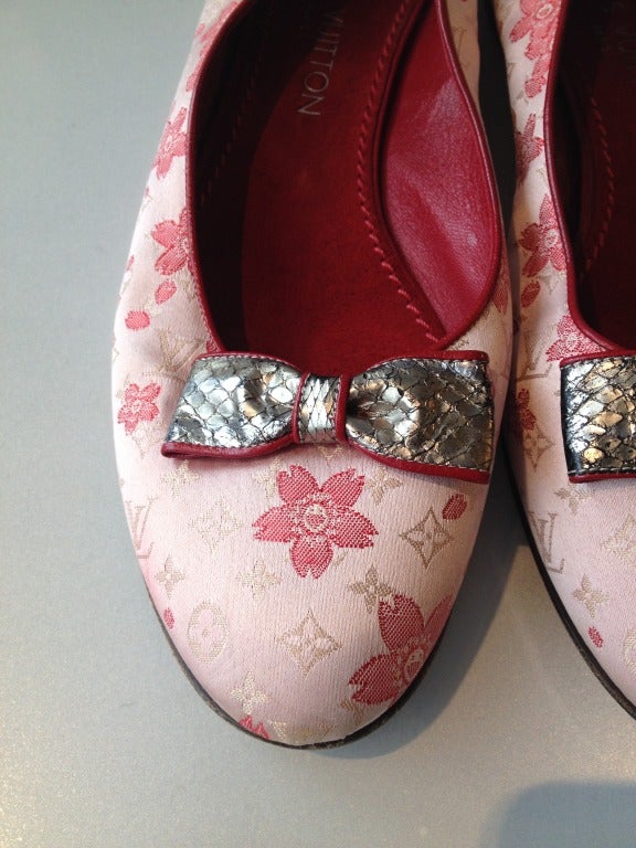 Louis Vuitton Brown Monogram Satin Cherry Blossom Flats