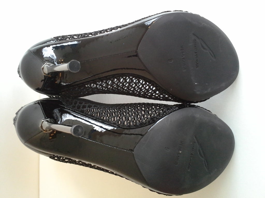 Brian Atwood Black Mesh Stiletto Heels In New Condition In San Francisco, CA
