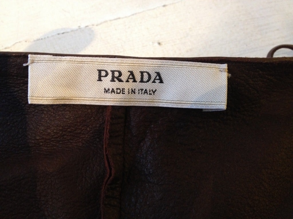 Prada Brown Leather Fringe Jacket 2