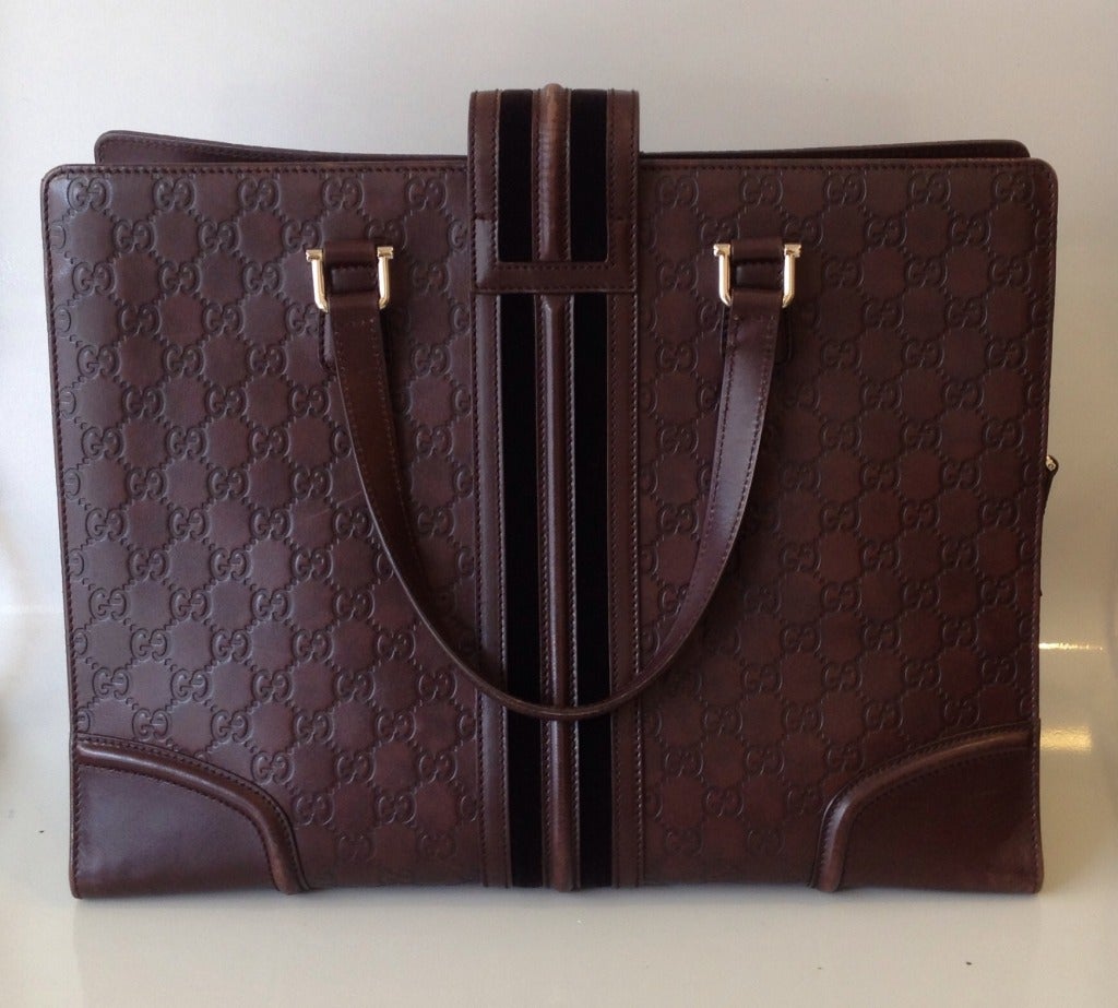 Women's Gucci Brown Leather Monogram Handbag