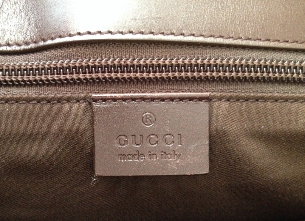 Gucci Brown Leather Monogram Handbag 1