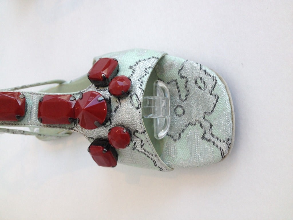 Women's Prada Brocade Sandal With Beads