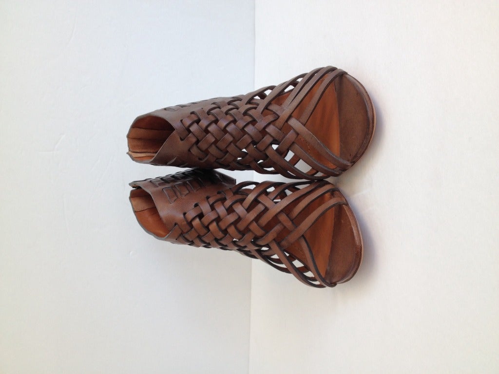 Givenchy Brown Woven Leather Sandal at 1stdibs