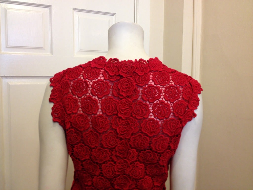 Women's Valentino Red Floral Lace Dress