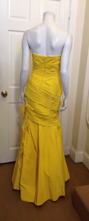 Monique Lhuillier Yellow Strapless Evening Gown In Excellent Condition In San Francisco, CA
