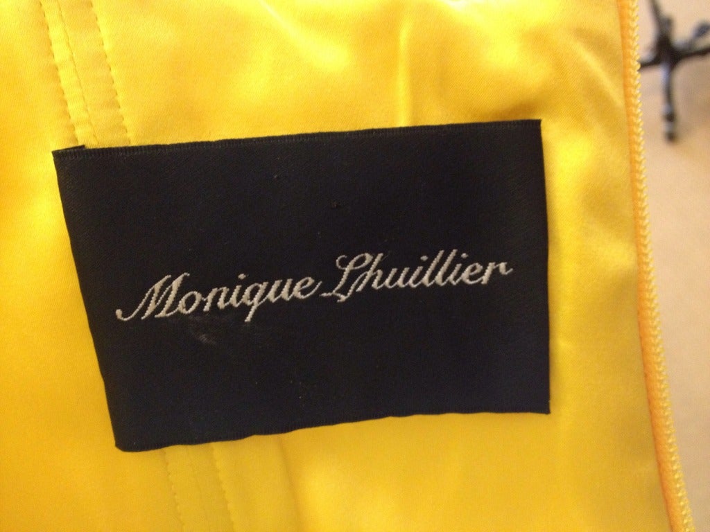 Monique Lhuillier Yellow Strapless Evening Gown 1