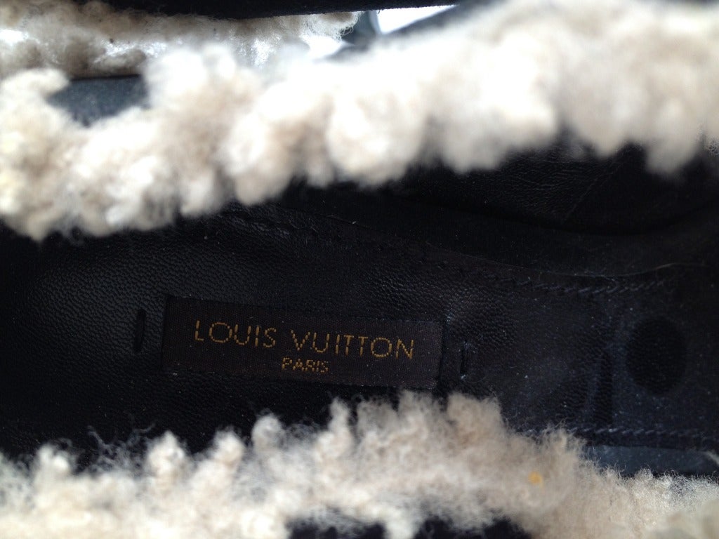 Women's Louis Vuitton Black Suede Peep Toe