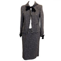 Chanel Black and White Tweed Skirt Suit