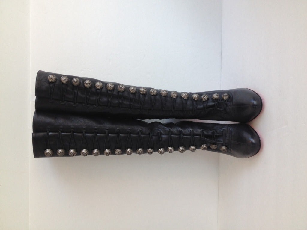 Christian Louboutin Black Ronfifi Corset Boot In New Condition In San Francisco, CA