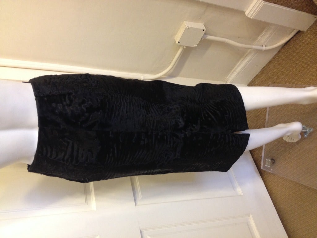 Prada Black Broadtail Lamb Skirt 1