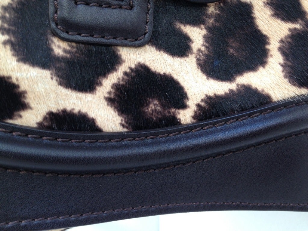 Celine Leopard Print Pony Hair Mini Luggage In Excellent Condition In San Francisco, CA