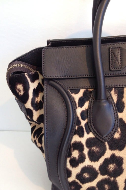 Celine Leopard Print Pony Hair Mini Luggage 1