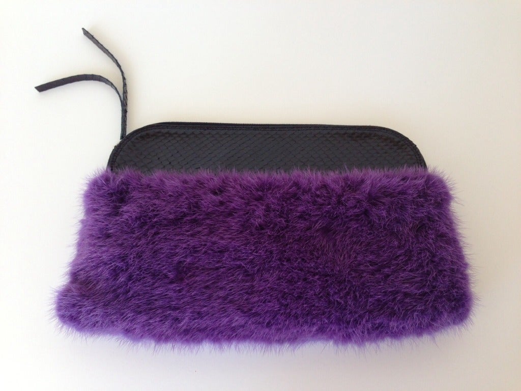 Renaud Pellegrino Violet Fur Clutch 1