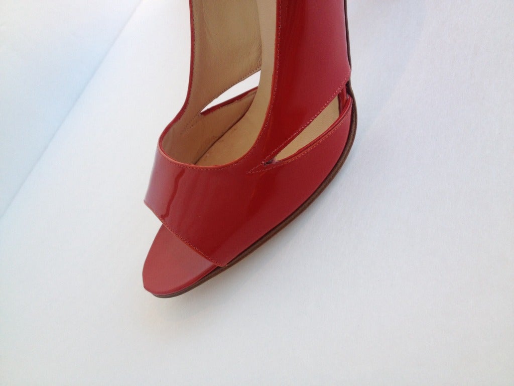 Women's Manolo Blahnik Red Peep Toe Heels