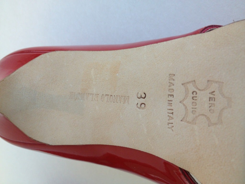 Manolo Blahnik Red Peep Toe Heels 2