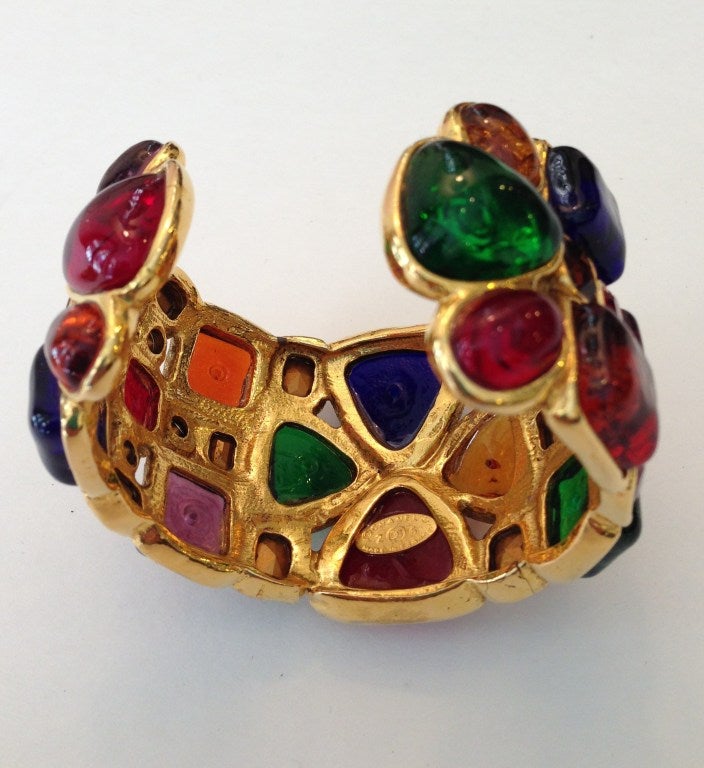 Chanel stained glass cuff and earrings at 1stdibs