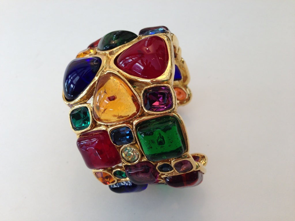 Chanel stained glass cuff and earrings at 1stdibs