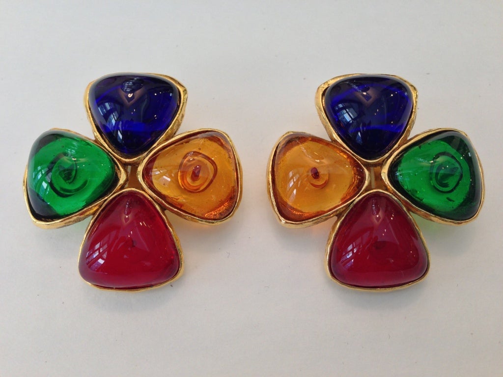Chanel stained glass cuff and earrings at 1stdibs