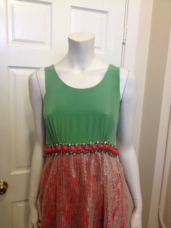 Balenciaga Green and Coral Dress 1