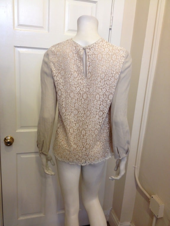 Women's Chloe Champagne and Dove Grey Lace Top