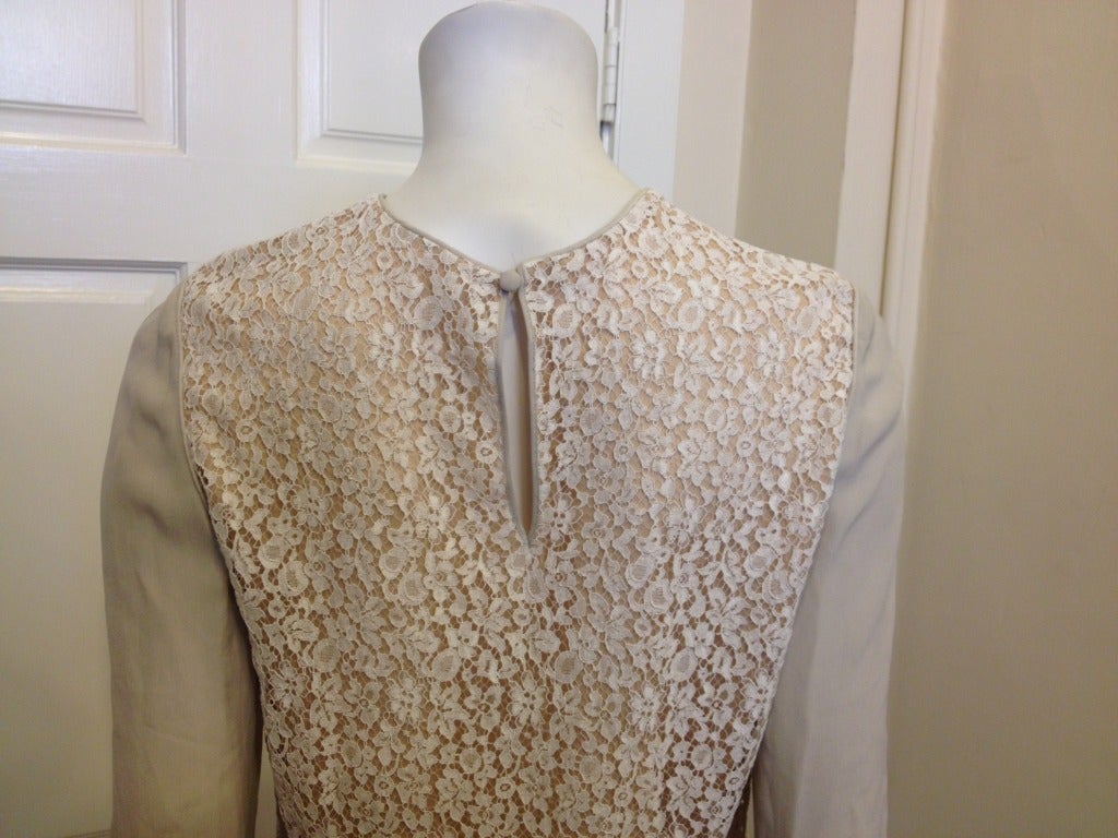 Chloe Champagne and Dove Grey Lace Top 1