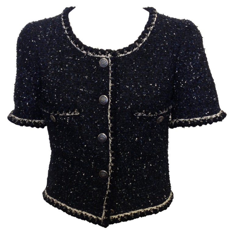 Chanel Navy Blue Short Sleeve Jacket