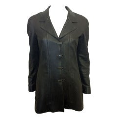 Chanel Chocolate Brown Leather Jacket at 1stDibs