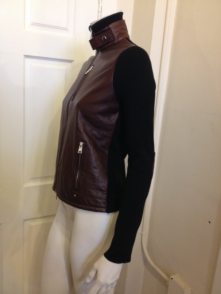 Ralph Lauren Leather and Knit Jacket In Excellent Condition In San Francisco, CA