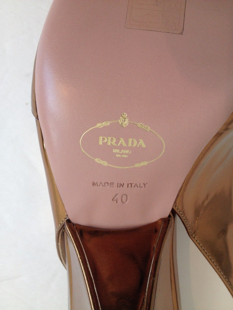 Prada Gold Wedge Sandals 2