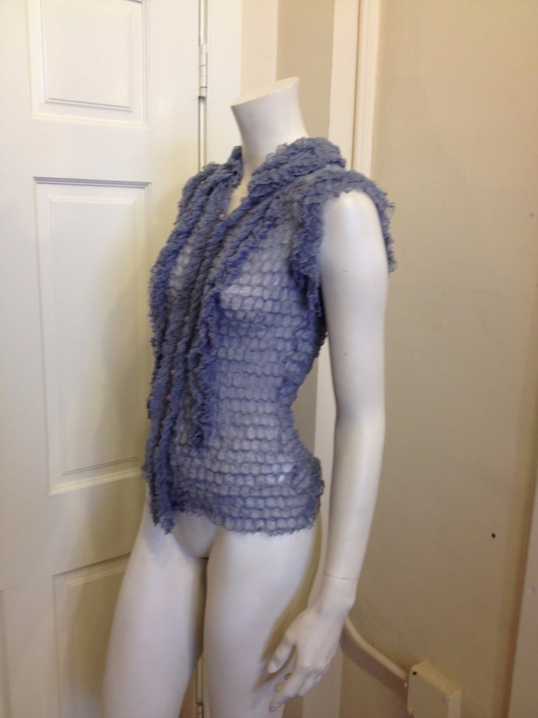 Missoni Dusty Blue Ruffle Top In Excellent Condition In San Francisco, CA