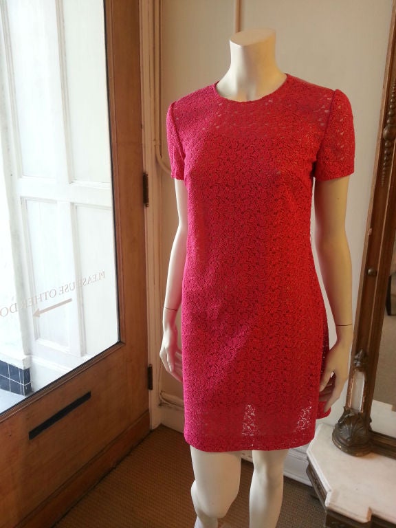 Prada Dark Pink Lace Dress In Excellent Condition In San Francisco, CA