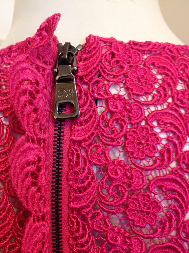 Prada Dark Pink Lace Dress 2